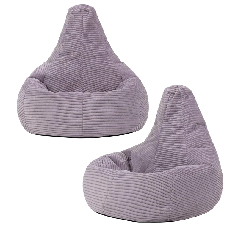 icon Dalton Kids Bean Bag, Lavender, 2 Pack, Cord Kids Bean Bag Chair with Filling Included for Girls and Boys, Childrens Chair, Beanbags for Children, Playroom Décor, Bedroom Accessories