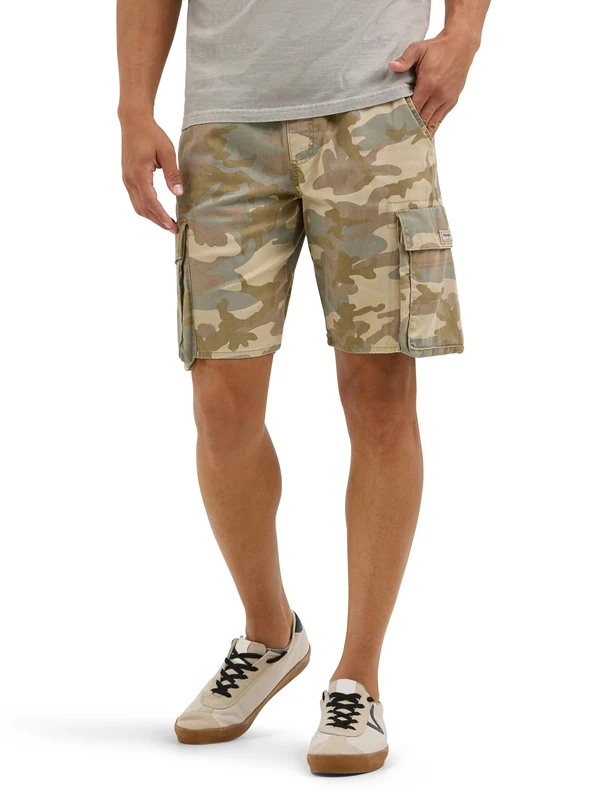 Wrangler Authentics Men's Cargo Short, Jungle Neutral Gray Camo, XX-Large