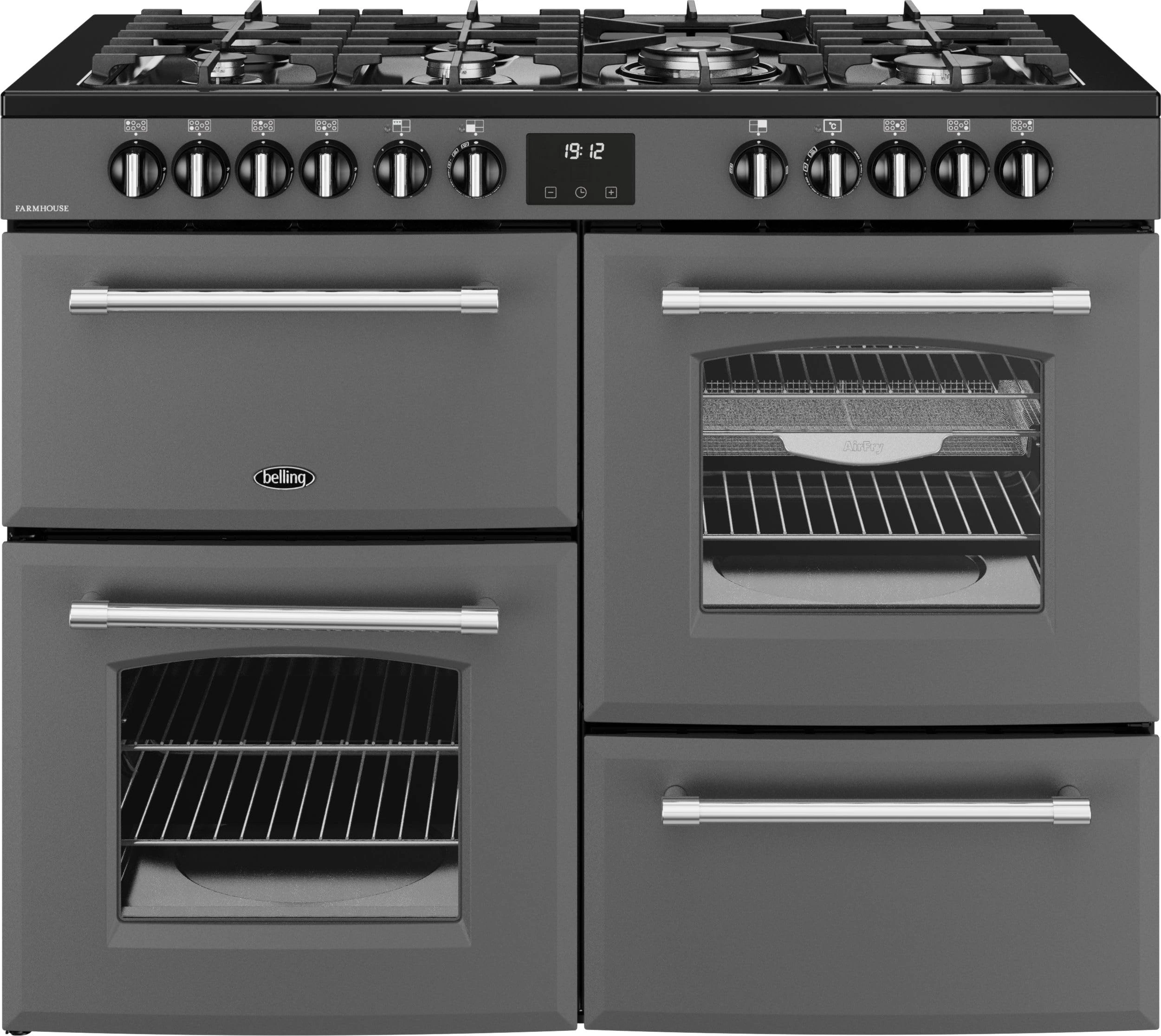Belling Farmhouse 110DF 110cm Dual Fuel Range Cooker - Anthracite - A Rated