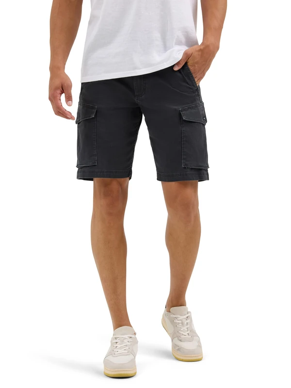 Wrangler Authentics Men's Comfort Flex Waist Cargo Short, Caviar, 28