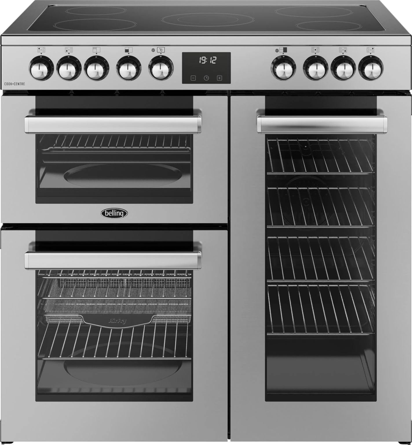Belling Cookcentre 90E 90cm Electric Range Cooker with Ceramic Hob - Stainless Steel - A/A Rated