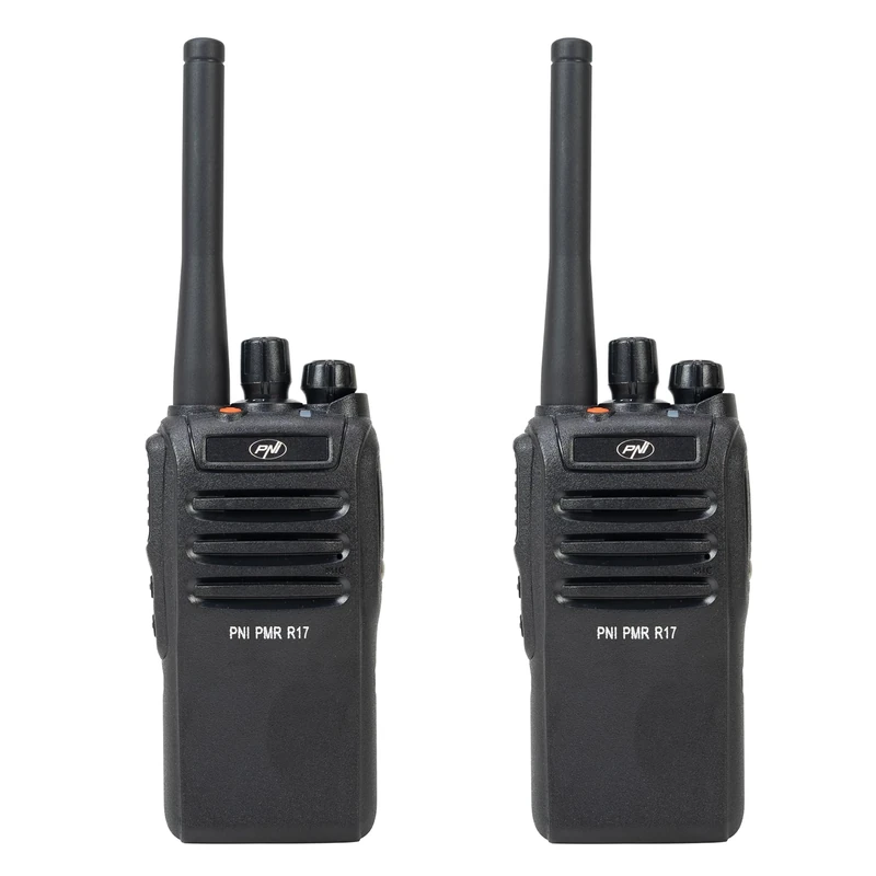 Kit of 2 portable radio stations PNI PMR R17 446MHz, 0.5W, 16 PMR channels and 50 CTCSS and 104 DCS tones, programmable, Li-Ion 2200 mAh, IP68