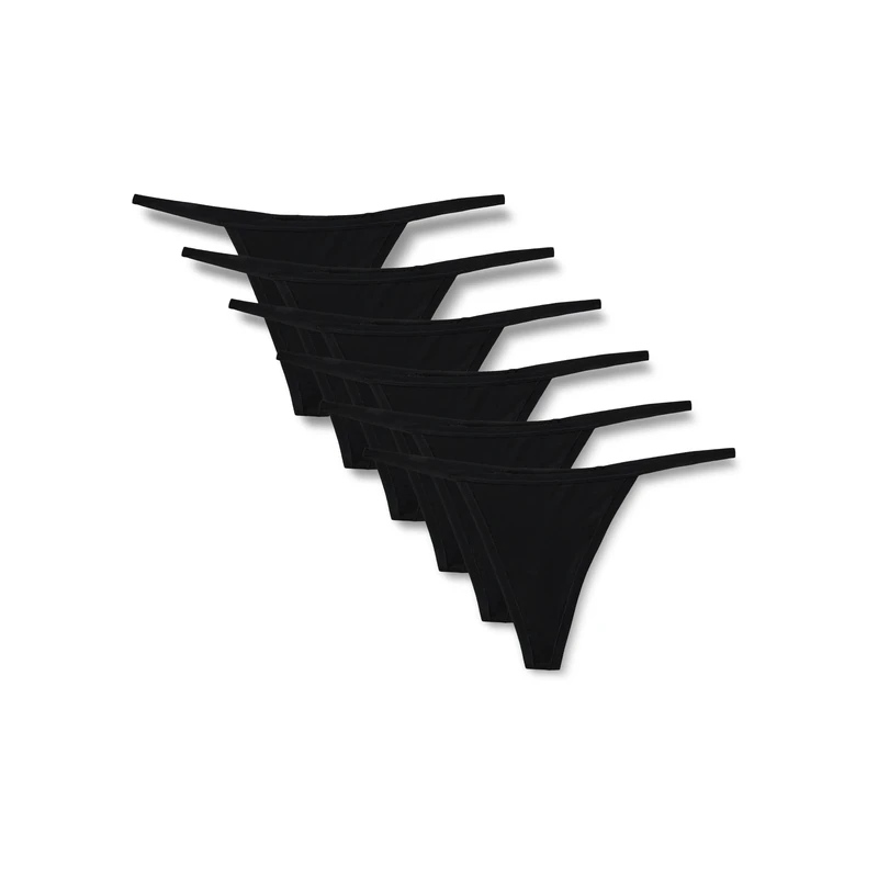 Amazon Essentials Women's Microfibre Thongs (G-String & High-Waisted Thong), Pack of 6, Black, 18
