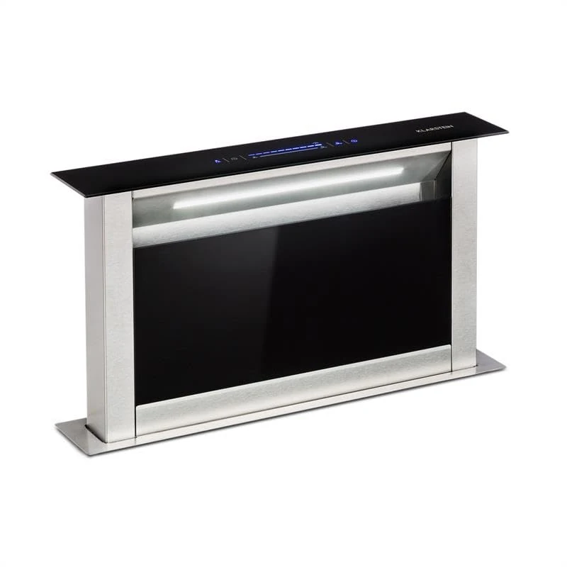 Klarstein Royal Flush Eco Cooker Hood 60cm - A++ Energy Efficient, 576 M³/H Air Flow, Retractable Design, Touch-to-Slide Control, Led Lighting, Stainless Steel & Glass, Low-Noise 51 dB
