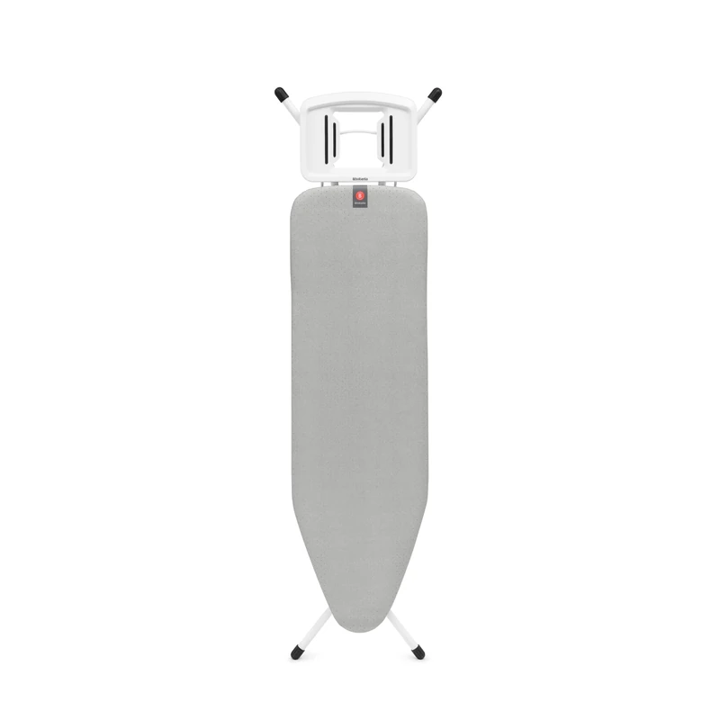 Brabantia Ironing Board B, 124x38cm - Metallised | 100% Fairtrade Cotton | Stable & Anti-Wobble Frame | Foldable with Adjustable Height & Solid Steam Iron Rest | Fairtrade & C2C Certified
