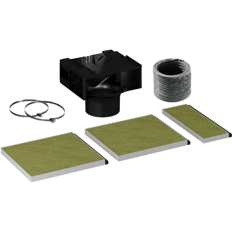 Siemens LZ11BKI16 Clean Air Plus Recirculation Kit, High Performance Filter for Cooker Hoods, Recirculation Accessories, with Anti Fish and Anti-Pollen Function, Fits Angled 12-18 Months