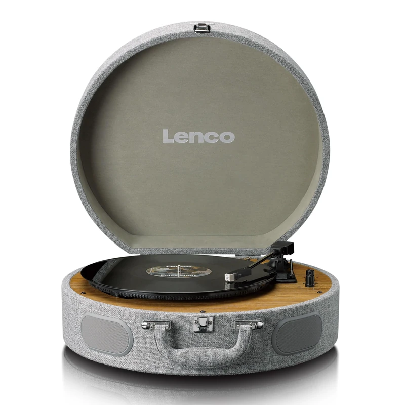 Lenco LS-66 Turntable - Bluetooth® Reception & Transmission, 2 Integrated Speakers, AT3600 Magnetic Pickup, Belt Drive, Auto Stop, 33/45 RPM, RCA Connection, Wooden Housing - Grey