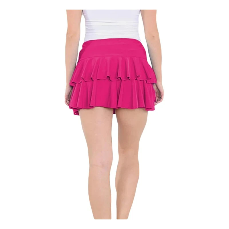 Ladies RARA Frill Mini Skirt, Plain Stylish Ruffle Layered Women Skirt Perfect for Parties & Everday Fahion (Fuschia L-XL)