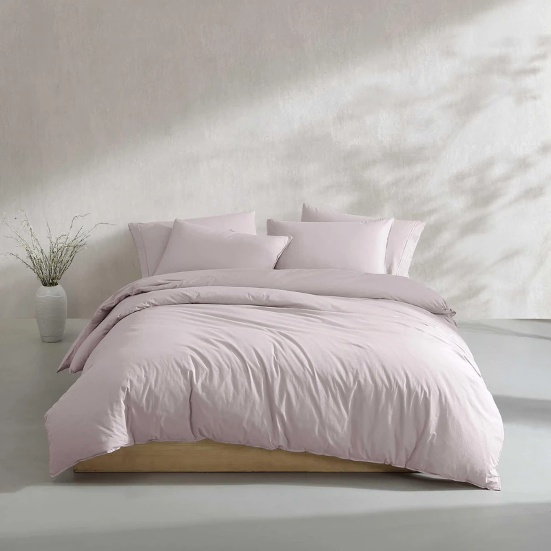 Calvin Klein - King Duvet Cover Set, Relaxed Garment Washed Cotton Percale Bedding with Shams, Button & Corner Tie Closure, Oeko-Tex Certified (Modern Cotton Washed Percale Pink)