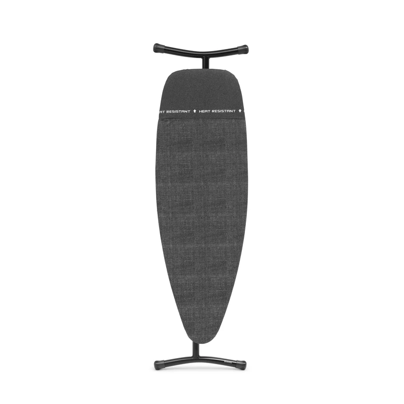 Brabantia Ironing Board D, 135x45cm - Denim Black | 100% Fairtrade Cotton | XL Ironing Board & Wide Surface | Heat Resistant Zone for Steam Generators | Foldable Iron Table & Sit-Down Use