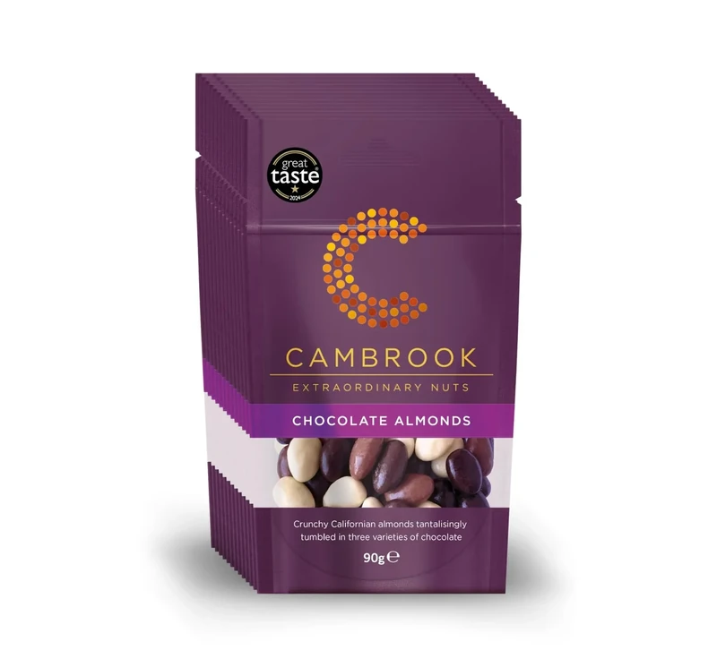 Cambrook - Chocolate Almonds, 90g Bags, Pack of 12