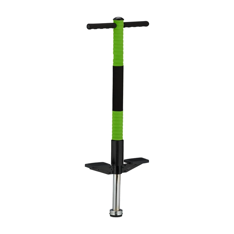 Relaxdays Pogo Stick, for Kids, up to 35 kg, Padded, Outdoor Game, Bouncing & Jumping, Non-Slip, Stainless Steel, Green, Foam, Plastic, 95 x 24 x 6 cm