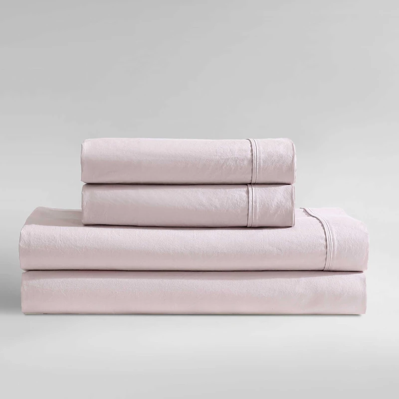 Calvin Klein - King Bed Sheets, Relaxed Garment Washed Cotton Percale Bedding Set with Matching Pillowcases, Deep Pockets, Oeko-TEX Certified (Washed Percale Pink, King) - Image 1