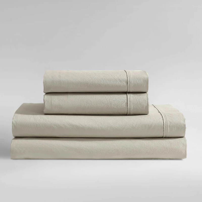 Calvin Klein - Queen Bed Sheets, Relaxed Garment Washed Cotton Percale Bedding Set with Matching Pillowcases, Deep Pockets, Oeko-TEX Certified (Washed Percale Green, Queen) - Image 1