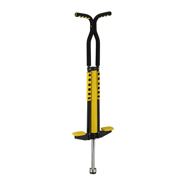 Relaxdays Pogo Stick, for Kids, up to 60 kg, Padded, Outdoor Game, Bouncing & Jumping, Non-Slip, Stainless Steel, Yellow, Foam, Plastic, 103 x 29 x 6 cm