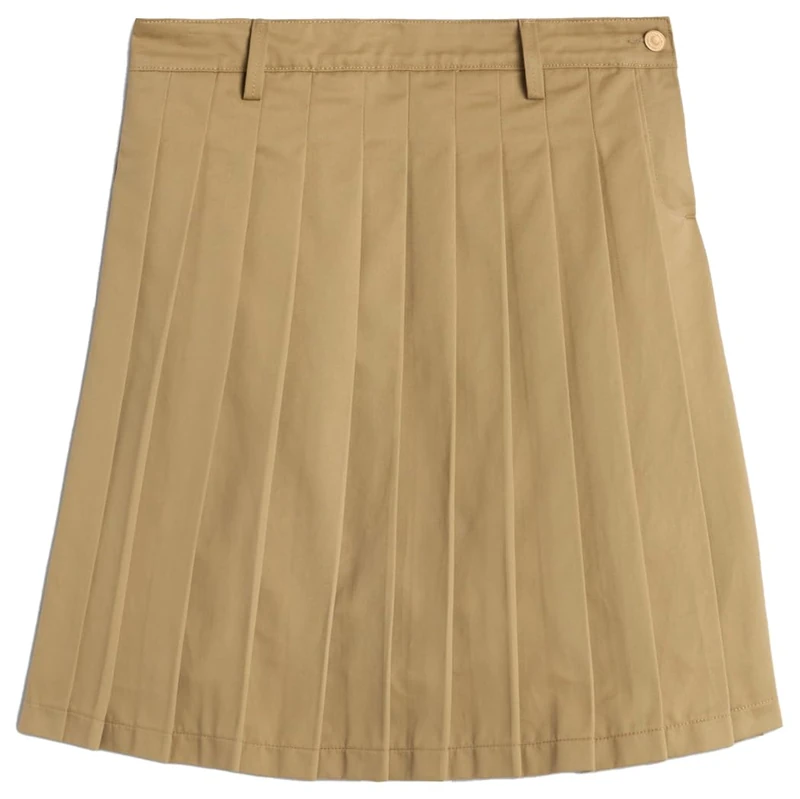 7 For All Mankind Pleated Midi Skirt Twill Sand Storm, Beige, (24W) EU