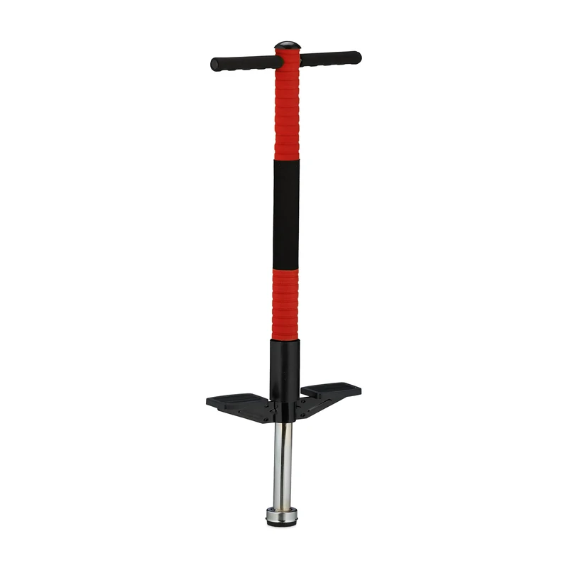 Relaxdays Pogo Stick, for Kids, up to 35 kg, Padded, Outdoor Game, Bouncing & Jumping, Non-Slip, Stainless Steel, Red, Foam, Plastic, 95 x 24 x 6 cm
