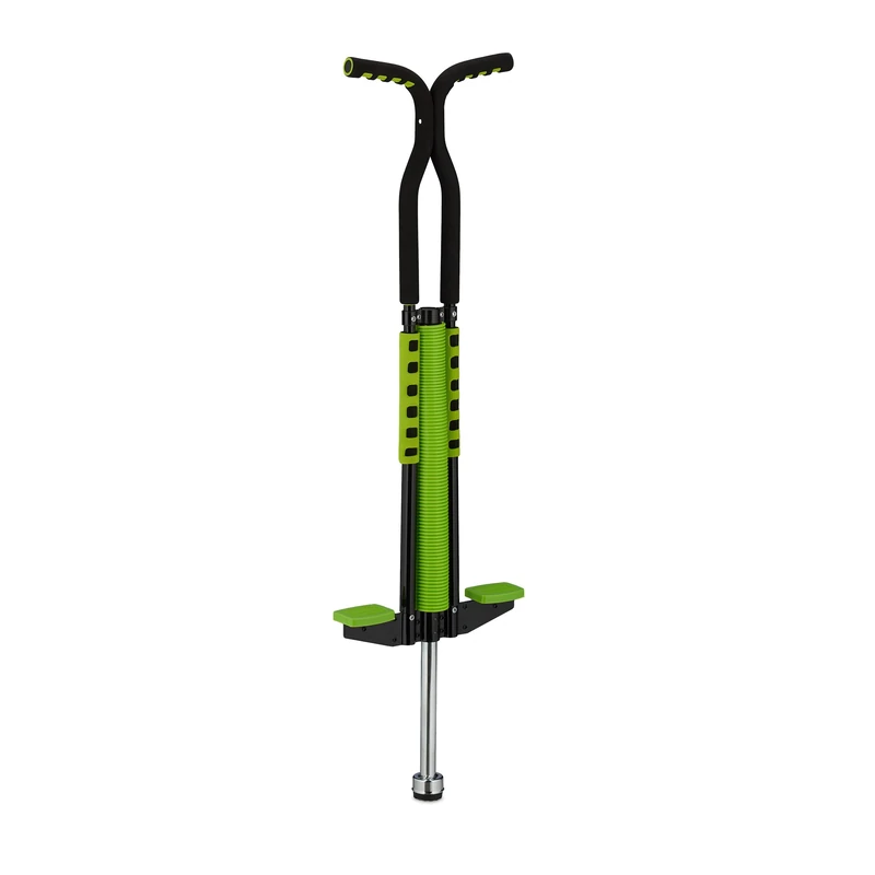 Relaxdays Pogo Stick, for Kids, up to 60 kg, Padded, Outdoor Game, Bouncing & Jumping, Non-Slip, Stainless Steel, Green, Foam, Plastic, 103 x 29 x 6 cm - Image 1