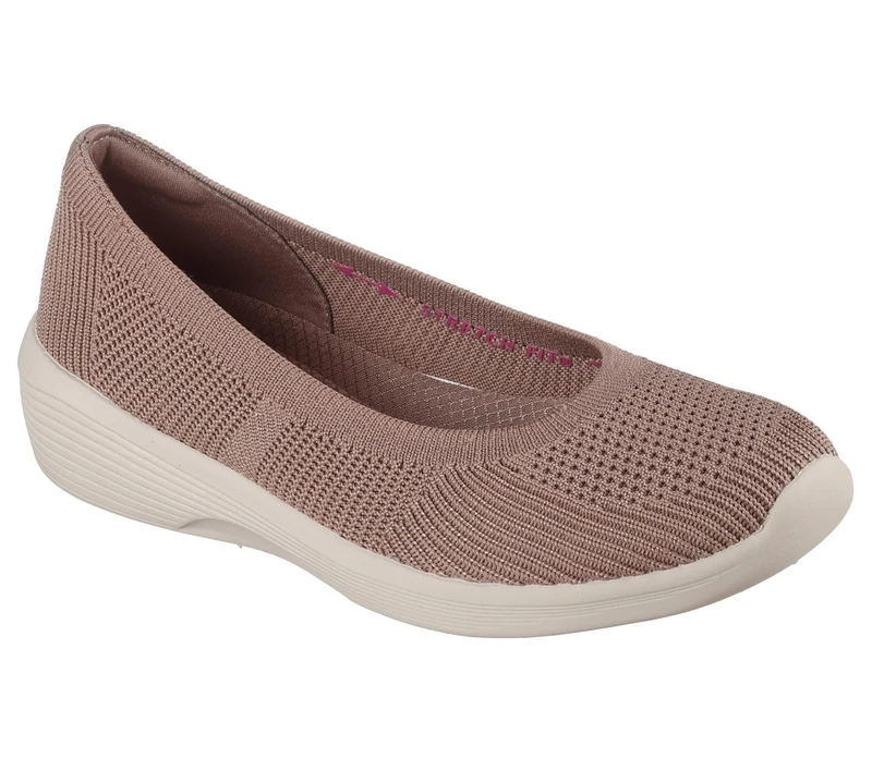 Skechers Women's Arya Fancy You Sneaker, Mocha Knit, 7 UK