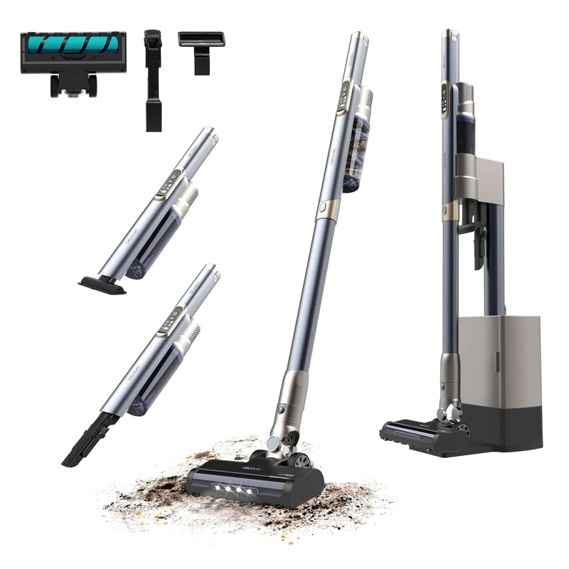 Cecotec Scoba 2100 Station Cordless Vacuum Cleaner with Self-Emptying Base, 210W, Brushless Digital Motor, Suction Pressure 20kPa, Autonomy 40mins, 2 Modes, Jalisco Brush, 2 in 1 Accessory