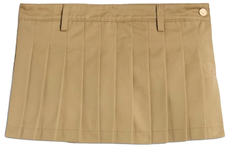 7 For All Mankind Pleated Mini Skirt Twill Sand Storm, Beige, 28W