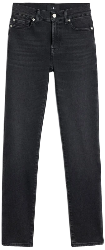 7 For All Mankind Women's Roxanne Bottomline Jeans, Black, 30W, 30 W