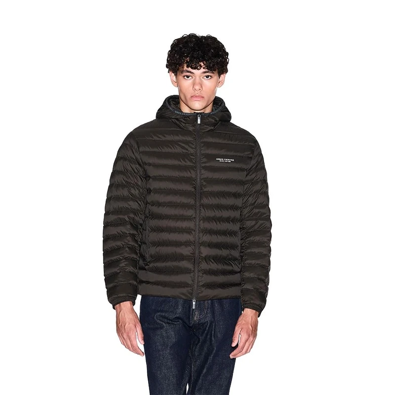 Armani Exchange Men's Long Sleeve Padded Logo Jacket - Chocolate