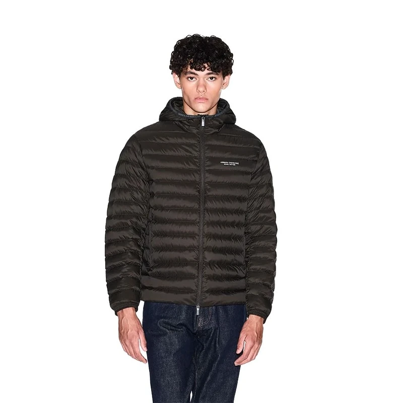 Armani Exchange Men's Essential, Long Sleeve Padded Side Lettering Logo Jacket, Chocolate, XL, Chocolate, XL