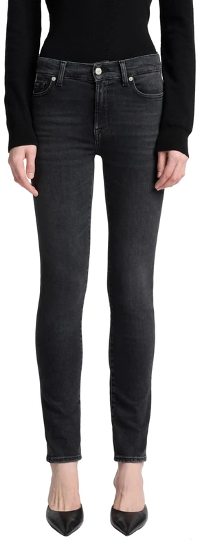7 For All Mankind Women's Roxanne Bottomline Jeans, Black, 23W