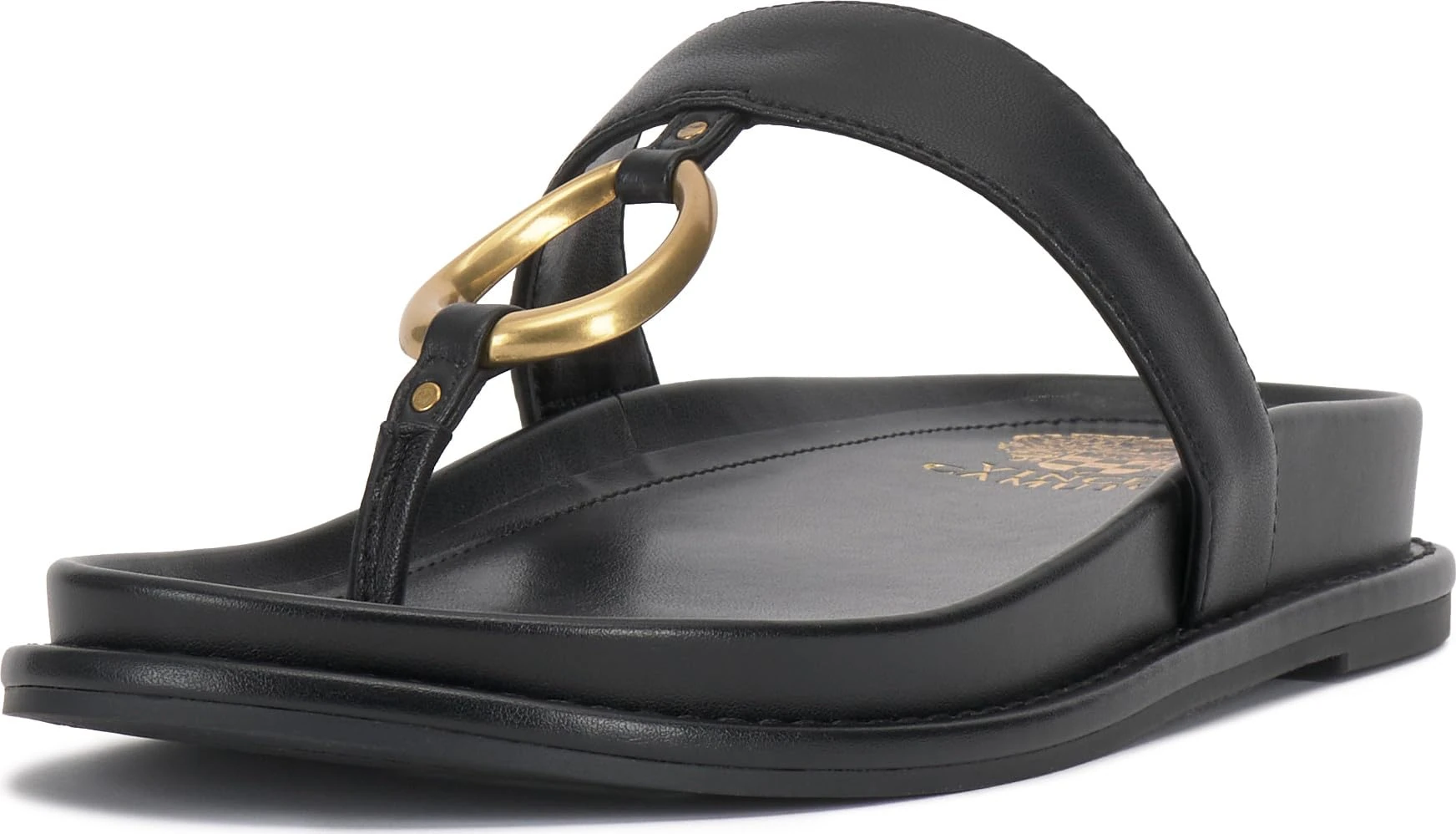 Vince Camuto Women's Genri Slide Sandal, Black Leather, 8 UK
