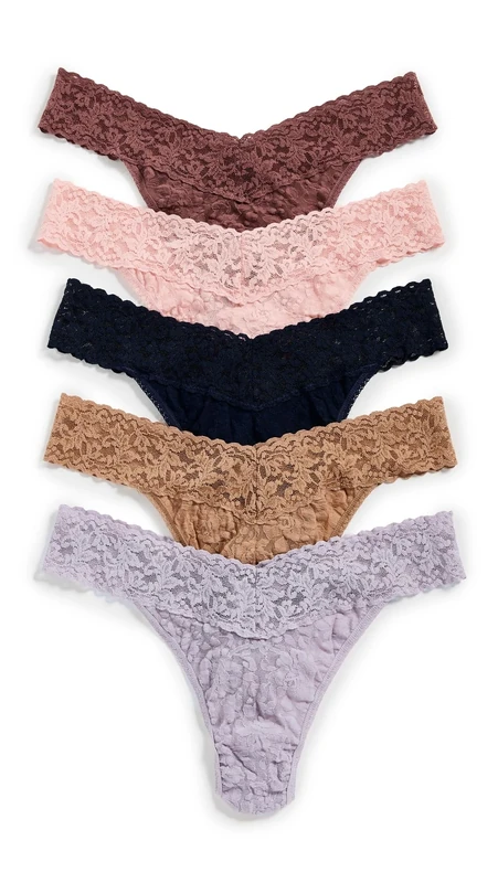 hanky panky Women's Signature Lace Original Rise Thong 5-Pack, Multi, One size