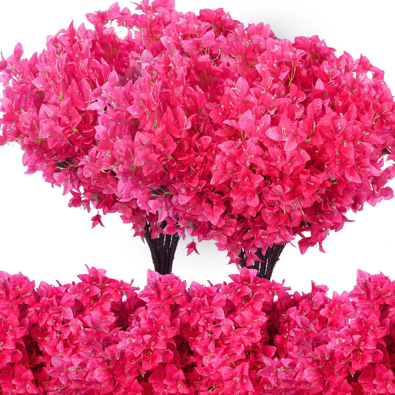 Yuxung 60 Pack Artificial Bougainvillea Floral 38" Silk Long Stem Bougainvillea Plants Hanging Table Centerpiece for Home Wedding Indoor Outdoor Decorations (Rose Red)