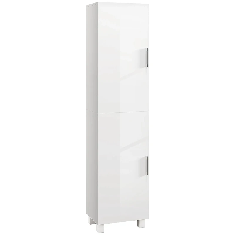 HOMCOM Tall Bathroom Cabinet, Freestanding Bathroom Storage Cabinet with Adjustable Shelves and Double Doors