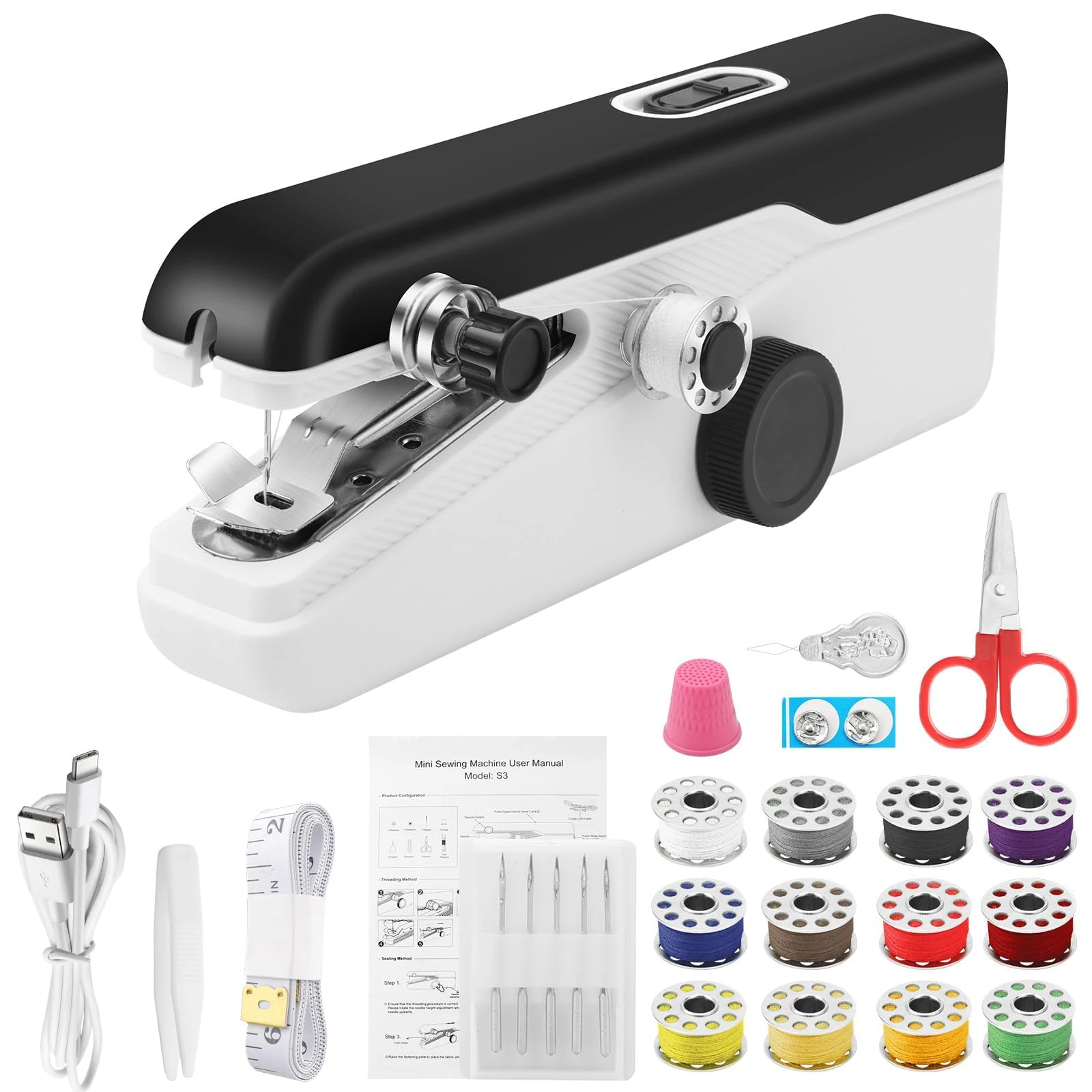 EEEKit Handheld Sewing Machine for Beginners, Mini Portable Electric Sewing Machine for Quick Stitching Emergency Sewing DIY Crafts, Mother's Day Gifts