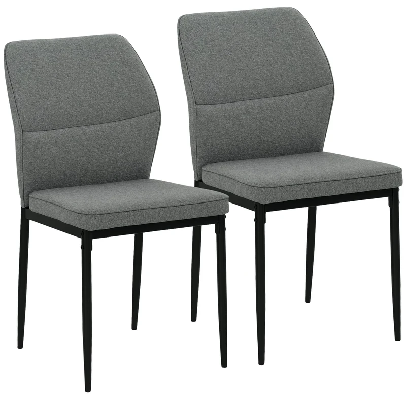 HOMCOM Velvet Dining Chairs Set of 2, Modern Armless Upholstered Kitchen Chairs with Metal Legs, Curved Back and Padded Seat, for Dining Room, Bedroom, Living Room, Grey
