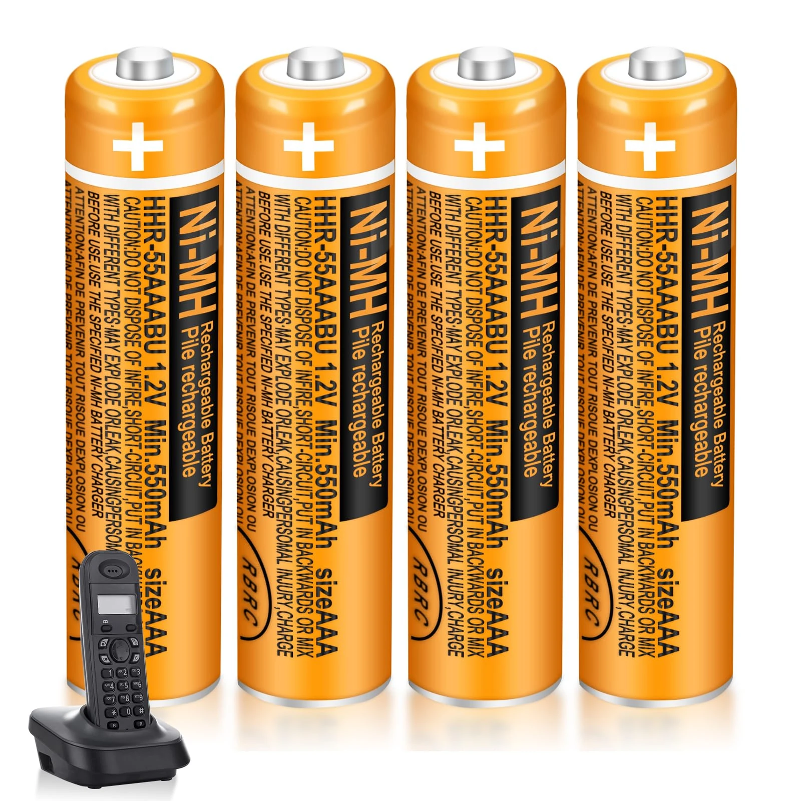 4 Pack 550mAh HHR-55AAABU NI-MH AAA Rechargeable Batteries for Panasonic 1.2V Battery for BT Gigaset Cordless Phones