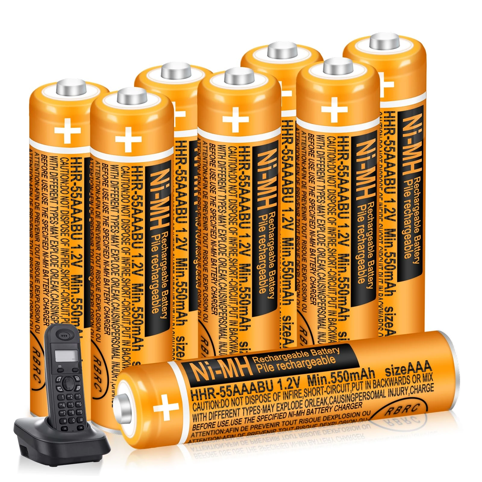 8 Pack 550mAh 1.2V HHR-55AAABU AAA NI-MH Rechargeable Batteries for Panasonic BT Gigaset Cordless Phones