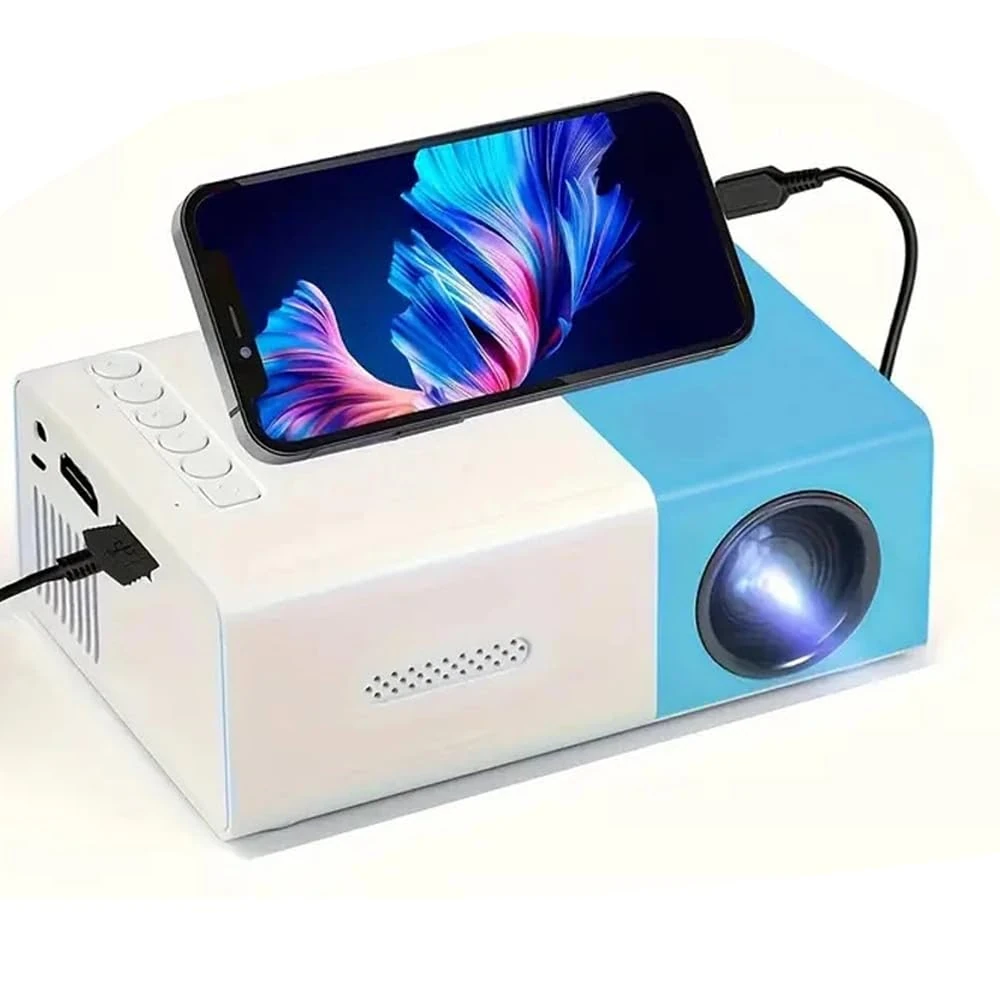 Mini Projector, Portable Phone Projector 1080P Full HD Support, Mini Projector for Bedroom with Remote Control, Compatible with HDMI/Audio/Smartphone/Tablet/PC/TV Stick/USB/AV (Blue)