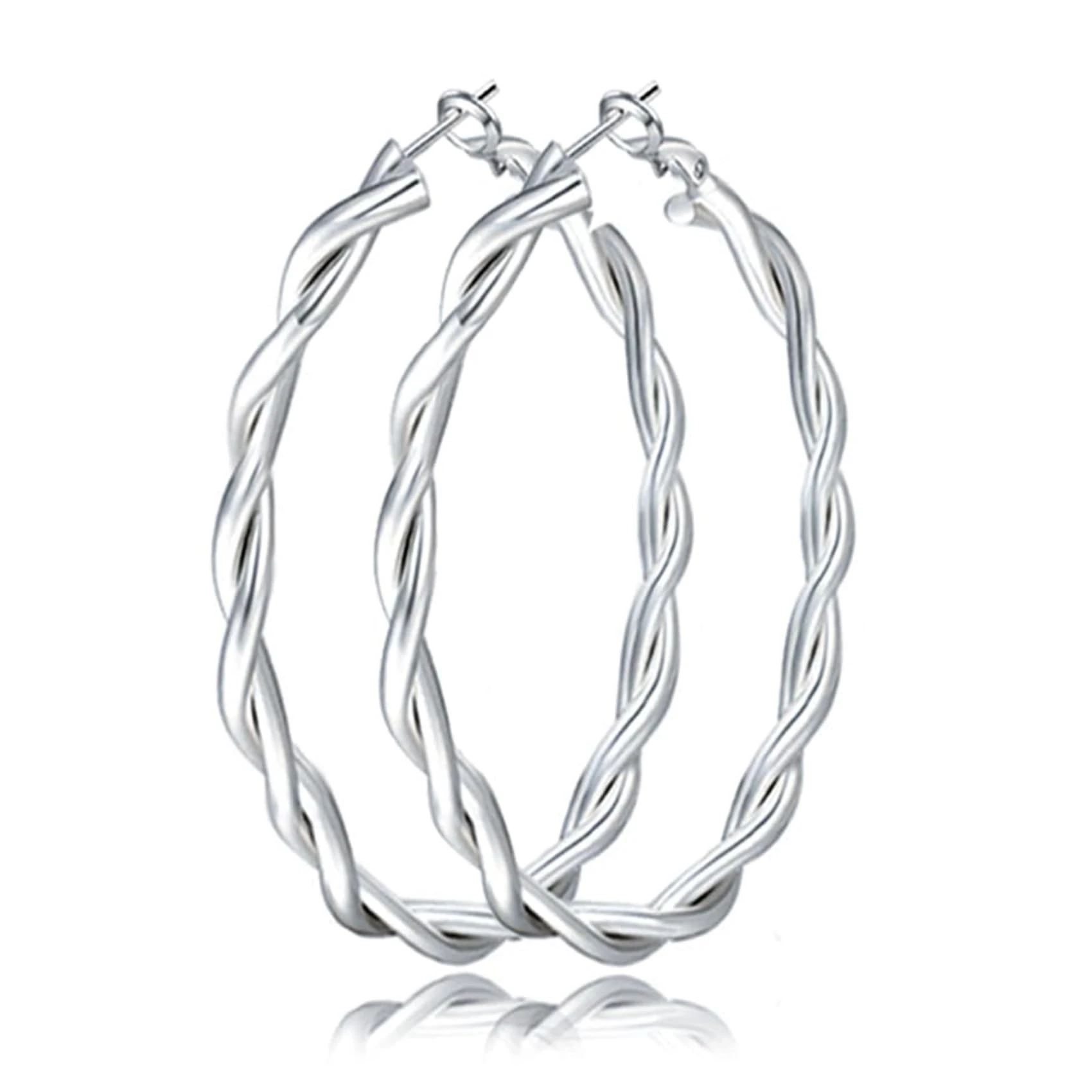 Sterling Silver Hoops Earrings Large Silver Hoop Earrings for Women Hypoallergenic Lightweight Twisted Hoop Earrings 20/30/40/50MM, S, Sterling Silver, No Gemstone