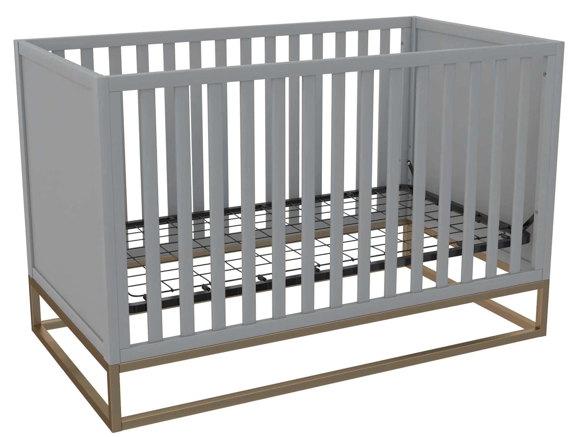 Dorel Home Furnishings LS Haven 3in1 Crib GRY wGold Base wRail