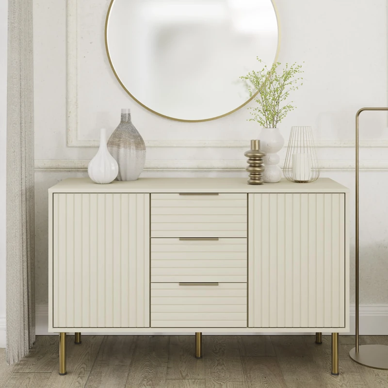 GFW Nervata Sideboard Cabinet Living Dining Room Ivory