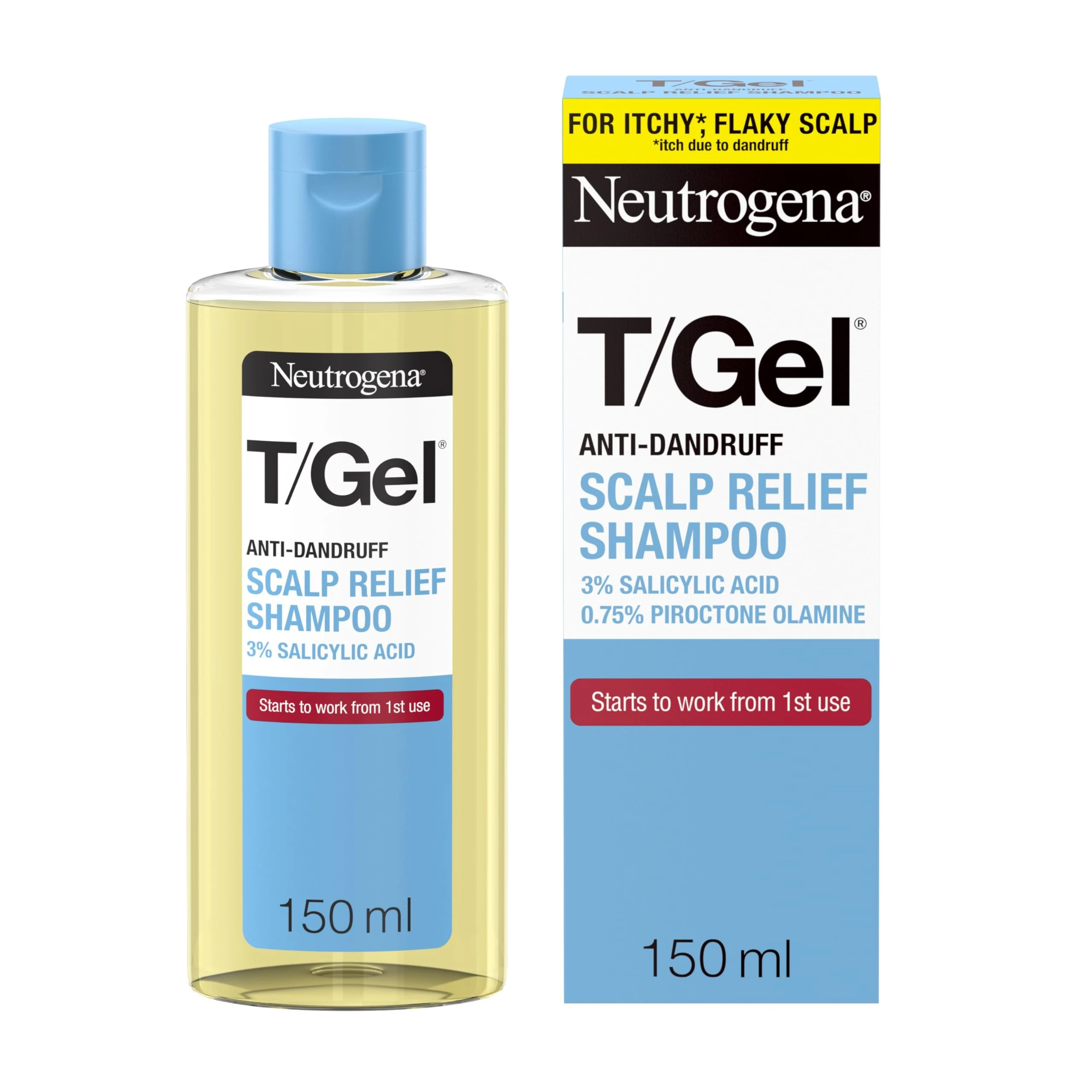 Neutrogena T/Gel Scalp Relief Anti-Dandruff Shampoo (150ml) With 3% Salicylic Acid, Suitable for Those Prone to Scalp Psoriasis and Seborrhoeic Dermatitis
