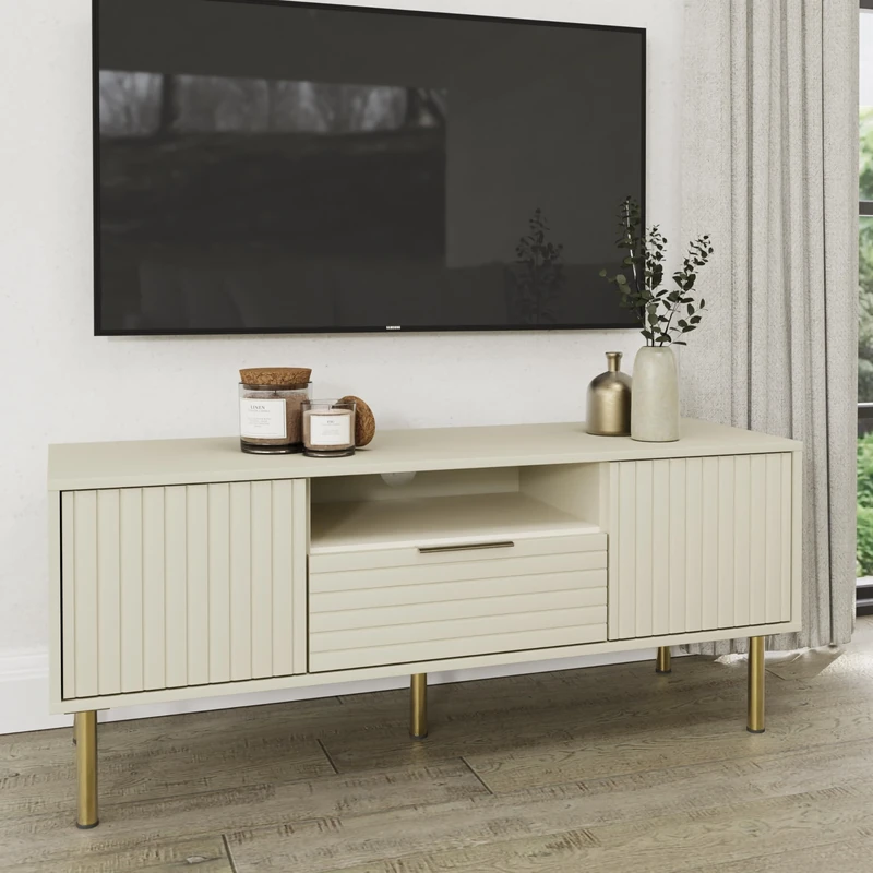 GFW Nervata TV Unit Modern Storage Media Entertainment Living Bedroom Ivory