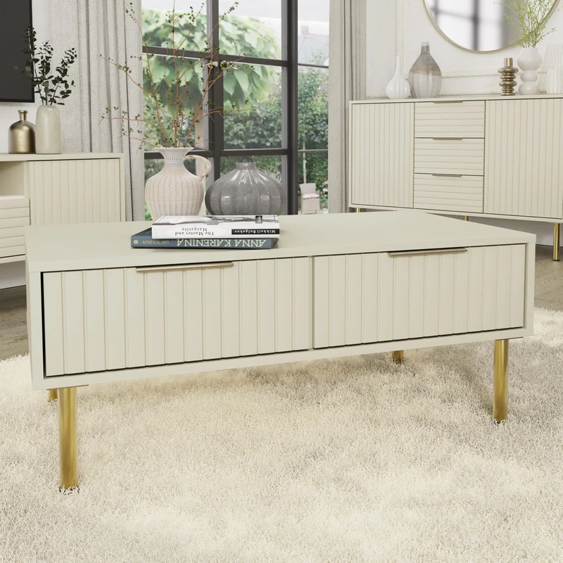 GFW Nervata Coffee Table Living Room Storage Display Ivory