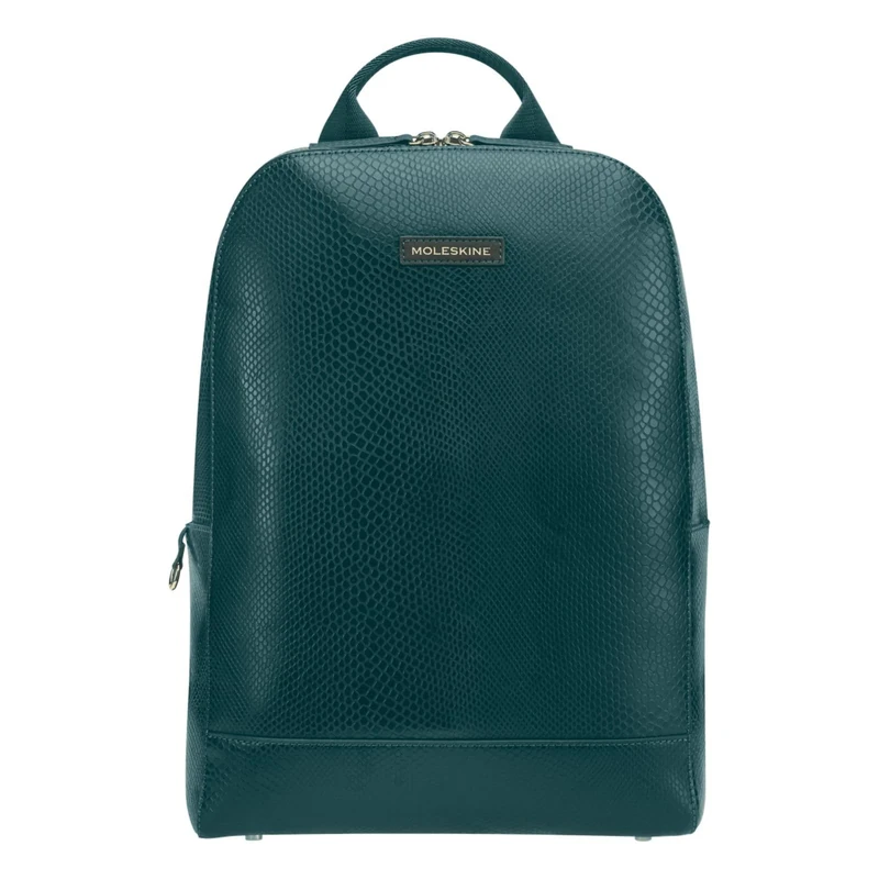 Moleskine Precious and Ethical Vegan Backpack, Python-Effect VEGEA Material, with Device Compartment, Pouch, Shopper & Keyring, Size 26 x 37 x 9 cm, Green