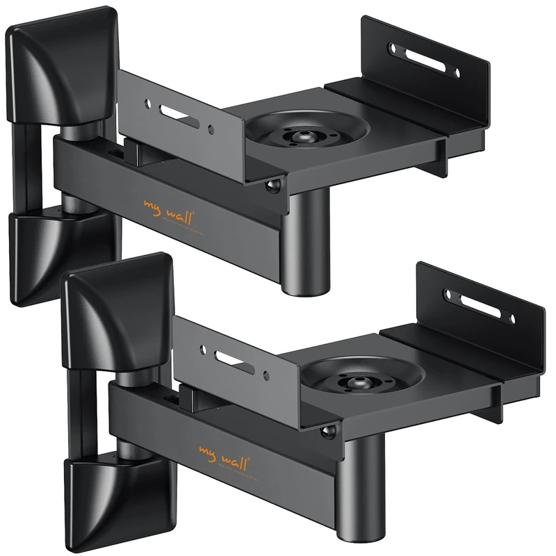 my wall HB8L Wall Mount for Speakers, Set of 2, Universal Speaker Bracket, Swivel & Tilt, Rotating, Wall Mount for Shelf Speakers up to 25 kg, Black