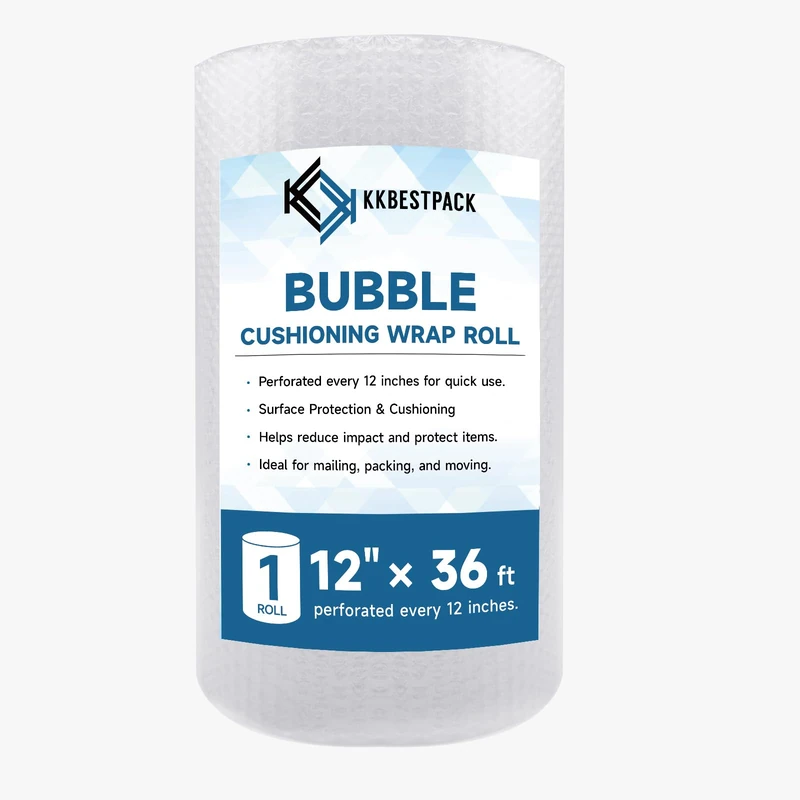 6 Pack Bubble Cushioning Wrap 12 inch x 216 Feet Total - Large Plastic Packing Roll for Moving Boxes & Shipping Supplies - Moving Supplies, Perforated Every 12 Inch