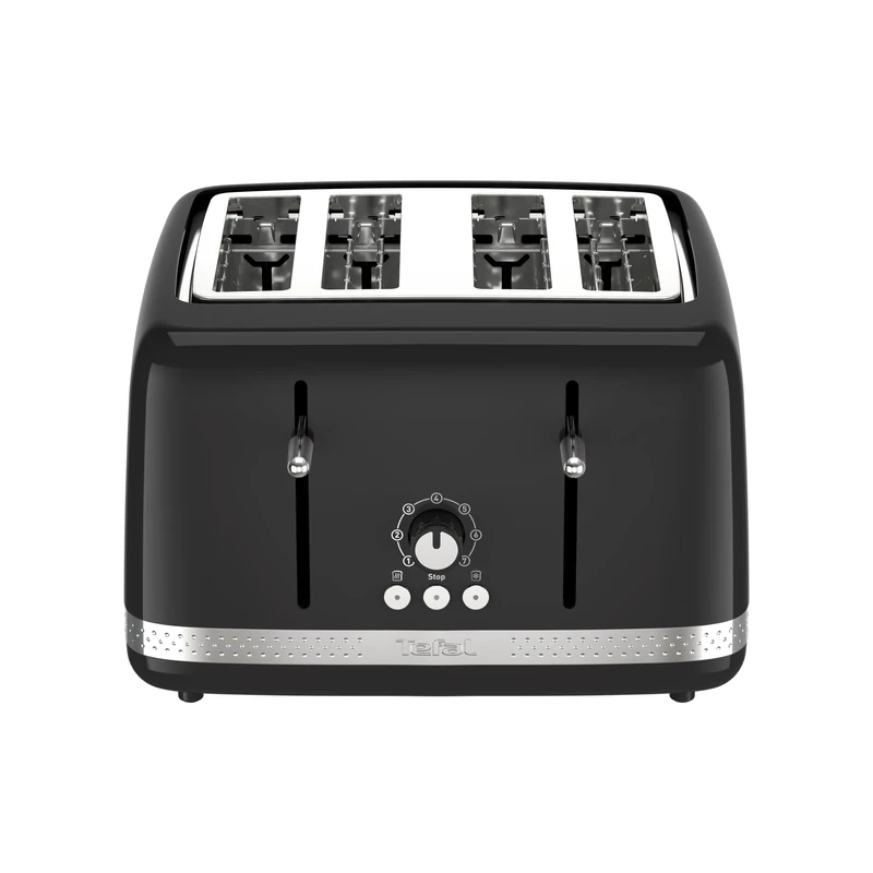 Tefal Black Collection 4-Slot Toaster, 7 Browning Levels, Defrost-Stop-Reheat Functions, Removable Crumb Tray, High-lift, Self-Centring Racks, 1430W, TF3058G0, Matte Black