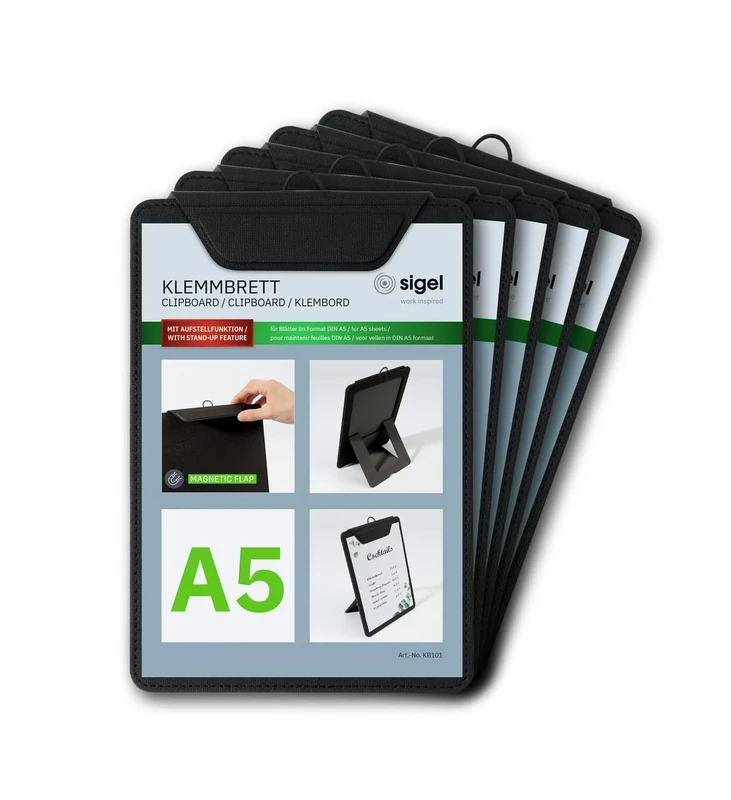 SIGEL KB101 Menu clipboard - 1 Piece - A5 - Black - Pack of 5