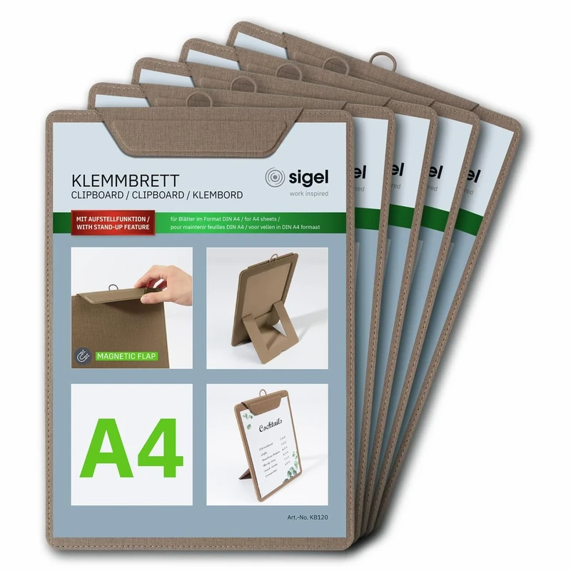 SIGEL KB120 Menu clipboard - 1 Piece - A4 - Beige - Pack of 5